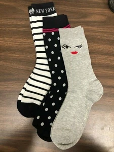 Kate Spade Womens Socks, Variety, 3 Pairs S/M - Picture 1 of 4