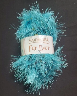 Aqua Marine Teal Moda Dea Fur Ever Yarn 1.76 oz 50g 49 Yards Polyester/ Nylon - Image 1 of 3