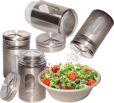 ECOQUALITY 3oz Stainless Steel Salt & Pepper Shakers with Window 1pc