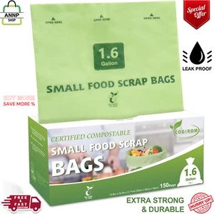 100% Compostable 1.6 Gallon Trash Bags, 6 Liter, 150 Count Kitchen Food Scrap Sm - Picture 1 of 24