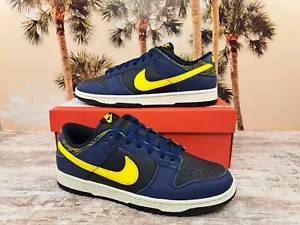Nike Dunk Low Vintage Michigan Blue Yellow Sneakers FZ4014-010 Mens Size 9.5 NEW - Picture 1 of 8