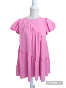 &merci Cotton Puff Sleeve Mini Dress Pink Size Small 