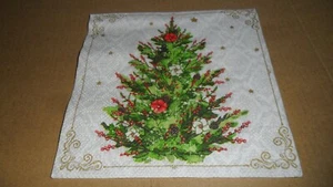 3 Cocktail-Servietten, Weihnachtsbaum mit Beerenzweigen und Blumen... - Bild 1 von 3