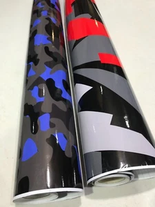 Glanz Schwarz Blau Camouflage Car Vinyl Wrap Aufkleber Luftfrei Car Wrapping Folie UK - Bild 1 von 31