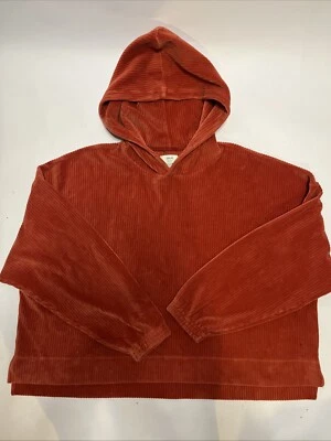 Sudadera con capucha corta de gran tamaño American Eagle Aerie Groove On Velour talla 2XL naranja Foto 1 de 4