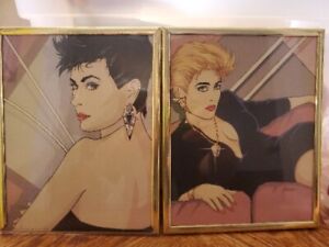 2 80s Pop Art Framed Print Blonde And Black Haired Woman by Hierro   8 x 10...