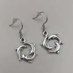 Handmade Circling Dolphins Earrings – Personalised Ocean-Inspired Dolphin Gift - Picture 1 of 38