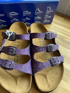 Birkenstock Florida Papillio Grace Violet Narrow Fit Leather 4.5 eu 37 NEW BOXED