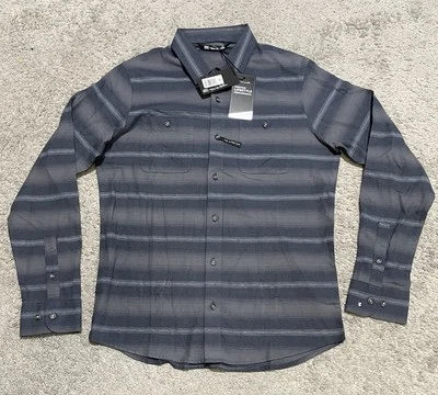 Travis Mathew Final Approach Long Sleeve Gray Stripe Shirt Men's Small 1MT298 - Image 1 of 4