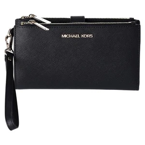 Michael Kors Jet Set Viaje Grande Doble Cremallera Muñequera Teléfono Billetera Negro. - Imagen 1 de 3