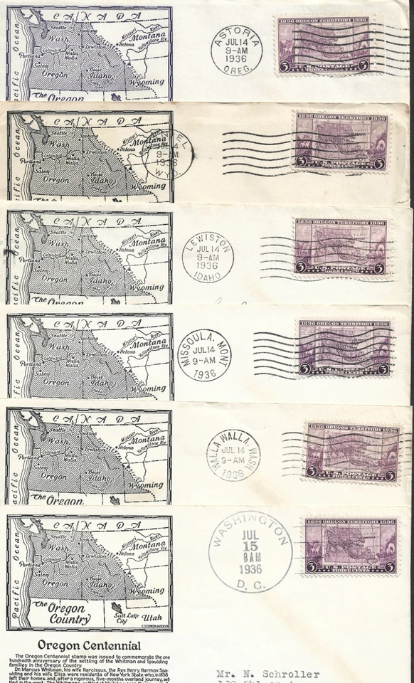 1936 FDC,  OREGON TERRITORY, ANDERSON - Image 1 of 1