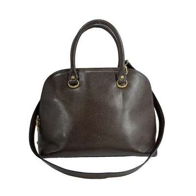 Vintage A. Testoni  Brown Leather Zipper Domed Handbag Purse with Long Strap - Image 1 of 4