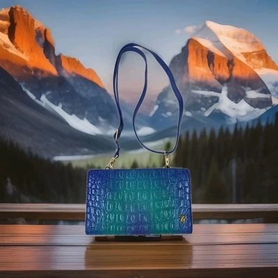 NUEVO SIN ETIQUETAS - Bolso Bandolera Organizador Convertible Anuschka Pintado a Mano Cocodrilo Repujado Foto 1 de 4