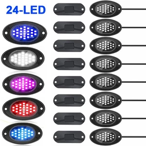 8Pc 24-LED Rock Lights Underbody Trail Rig Glow Lamp Offroad SUV Pickup Truck - Foto 1 di 26