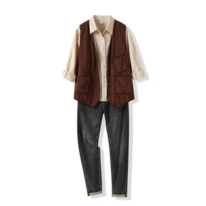 Men Corduroy Waistcoat Vest Tank Tops Cardigan Sleeveless Blazer Vintage Casual - Picture 1 of 10