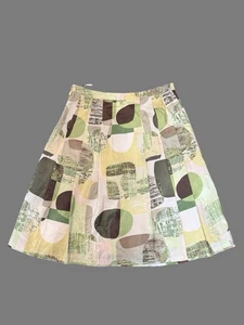 Seidenrock geometrisches Muster Plissee A-Linie Vintage Banana Republic - Bild 1 von 12