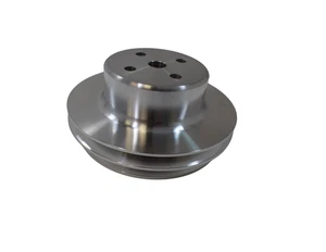 Polea de bomba de agua de doble ranura BB Chevy - Bomba de agua larga aluminio satinado LWP - Imagen 1 de 1