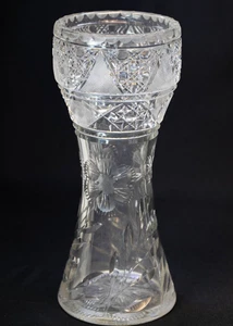 Antique 9.75" ABP Cut Crystal CORSET Shaped Vase Flowers, Hobstars + More (JLP) - Picture 1 of 8