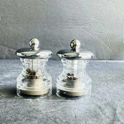 Cole & Mason Button Mini Pepper Mill Grinder Set Acrylic Travel Picnic - Image 1 of 4