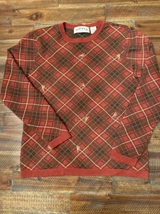Orvis Damen Seide & Kaschmir Waldhorn und Karo Pullover Gr. M - Bild 1 von 10