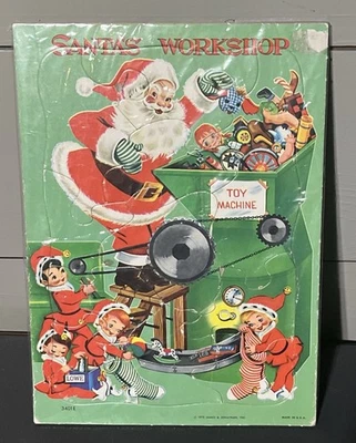 Vtg 1973 James & Jonathan "Santa’s Workshop” Christmas Tray Puzzle USA - Image 1 of 4