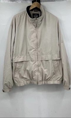 Dockers Beige Full Zip Vintage Mesh Lined Windbreaker Jacket Men's L Embroidered - Image 1 of 4