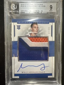 2016-17 National Treasures Willy Hernangomez Rookie RC Patch Auto /99 BGS 9 Ai - Picture 1 of 2