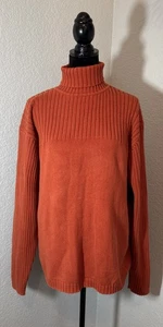 Burnt Orange 100% Baumwolle Rollkragen Ripp Pullover Damen XXL Cozy Lodge - Bild 1 von 9