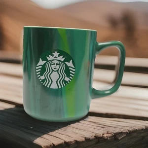 Starbucks 2022 Green Swirl Marble Emerald Coffee Mug 15oz - Gently Used-No Flaws - Picture 1 of 5