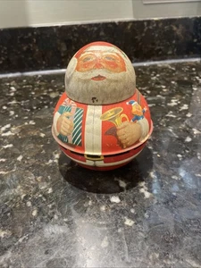 Vintage 1980’s Bristol Ware Roly Poly Santa Christmas Tobacco Tin Chein Ind. USA - Bild 1 von 5