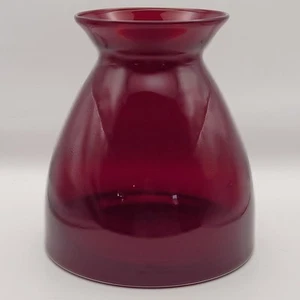VTG Indiana Glass Ruby Red Glass Vase Flared Neck Bulbous Shape Heavy Bottom 7" - Picture 1 of 12