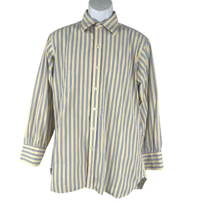 Camisa de vestir Turnbull & Asser para hombre talla 16 a rayas amarillo blanco azul TP-3609 Foto 1 de 4