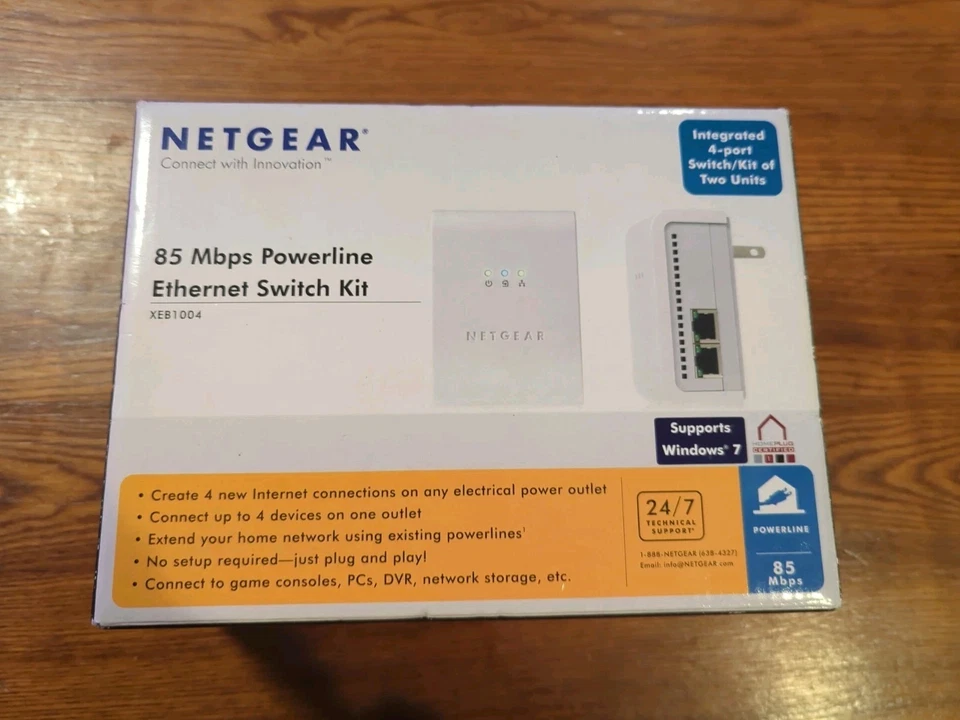 Netgear 85 Mbps Powerline Ethernet Switch Kit XEB1004-100NAS - Image 1 of 4