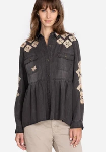 Camisa Johnny Was Jade Nichelle Bordada Denim Blusa Abotonada Talla L - Imagen 1 de 5