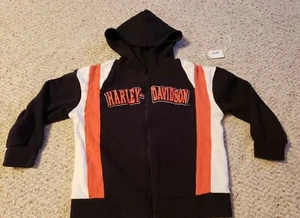 Harley Davidson Motorcycle Hooded Jacket Kids Size 5 Toddler Cotton Full Zip - Picture 1 of 4