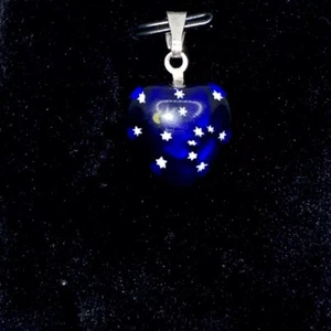 925 Italy Murano Glass Millefiori Heart Pendant - Picture 1 of 3