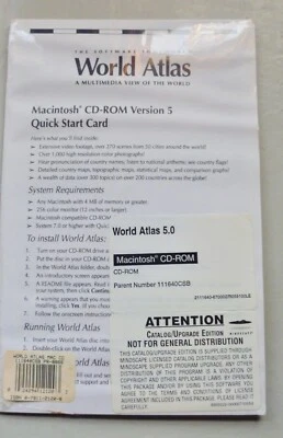 Vintage World Atlas CD-ROM Macintoch Version 5 software sealed - Image 1 of 2