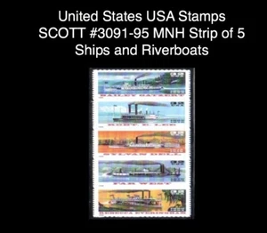 USA USA Briefmarken SCOTT #3091-95 postfrisch Streifen mit 5 Schiffen und Flussbooten - Bild 1 von 1