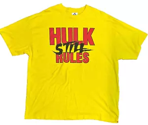 Vintage Hulk Hogan 2002 WWF Wrestling Shirt Hulk Still Rules Yellow T-Shirt - Picture 1 of 11
