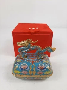 Vintage Ardleigh Elliott chinesische Cloisonné "Drachentanz" Spieluhr Schmuckschatulle - Bild 1 von 10