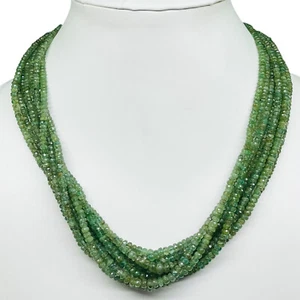 Single Strand Natural Zambian Emerald Necklace Faceted Beads 925 Clasp 18 Inch - Picture 1 of 10