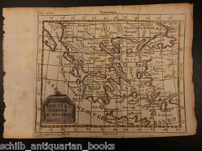 1742 Color Copper MAP of GREECE Aegean Sea Athens Macedonia Romania 15cm X 22cm - Image 1 of 4