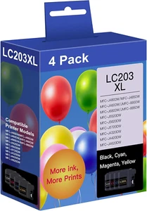 Cartuchos de tinta LC203XL compatibles para Brother LC203 LC201 alto rendimiento funciona con - Imagen 1 de 12