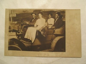 RPPC Real Photo Postcard Automobile Posed to Greeley 8 miles Colorado ? CO - Picture 1 of 2