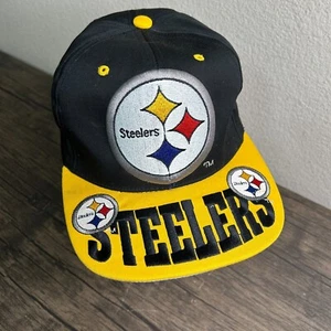 PITTSBURGH STEELERS Snapback Hat NFL Drew Pearson Vintage Black Gold 3651 - Picture 1 of 8