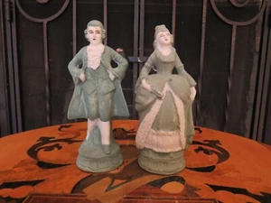 Vintage Made in Japan Porcelain Victorian Couple Pair 2 Figurines (c.1950) - Picture 1 of 10