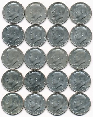 1980 D KENNEDY HALF DOLLAR ROLL - Image 1 of 2