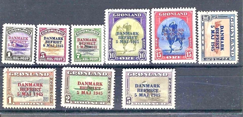 Greenland #Mi17-Mi25 MH CV€900.00 1945 Denmark Liberation Seal Sled [19-27] Cover