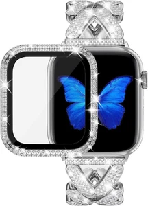 Silver Band for Iphone Apple Watch 40Mm Iwatch Bands for Women, Jewerly Bling Ap - Picture 1 of 12