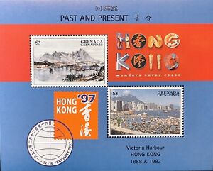 GRENADE GREN HONG KONG FEUILLE TIMBRES PASSÉ ET PRÉSENT NEUF NEUF NEUF NEUF 1997 VICTORIA PORTBOUR